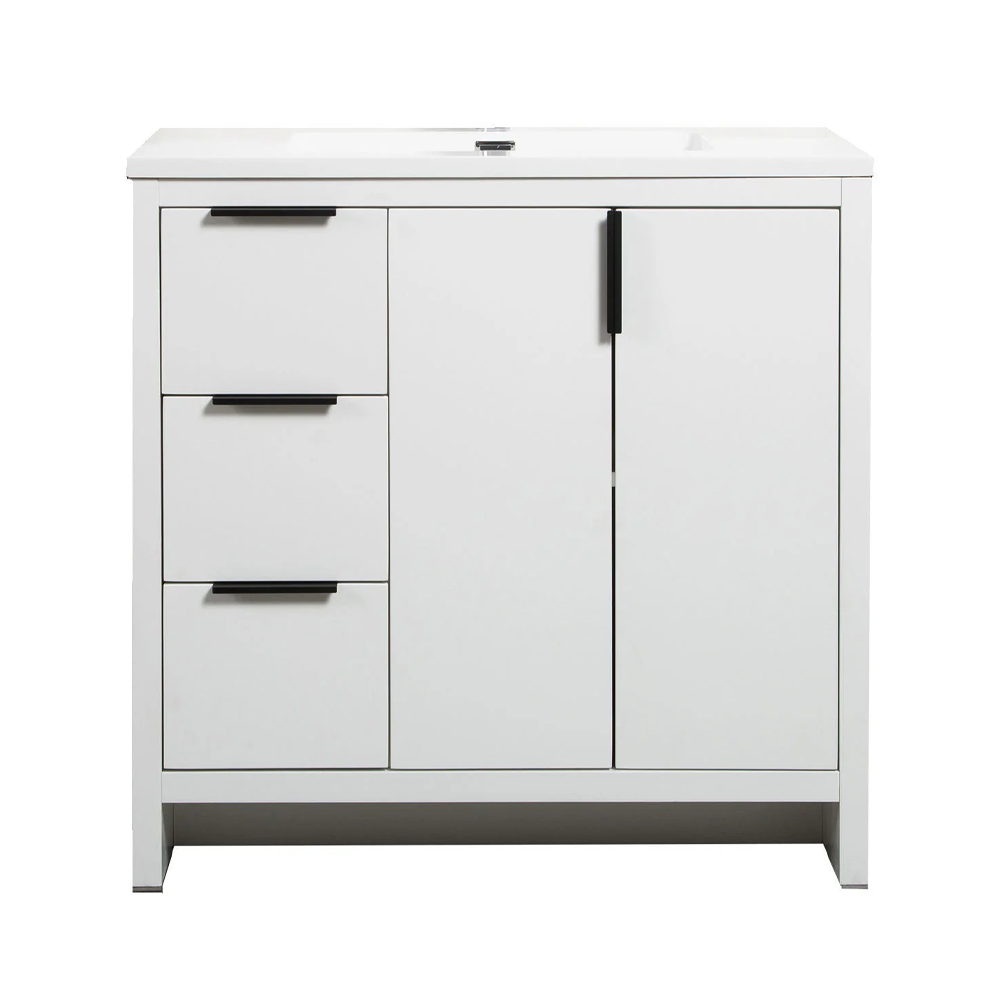 Evana 36" W Freestanding Vanity with Sink Top White | LessCare